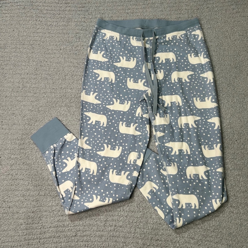 Hanna Andersson Pajama Joggers M Blue Polar Bear Organic Cotton Sleepwear Lounge